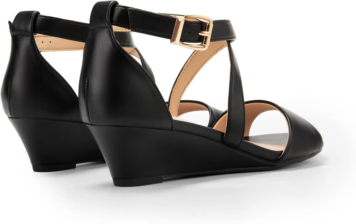 DREAM PAIRS Women's Low Wedge Sandals Ankle Strap Heel Sandal Open Toe Wide Dress Summer Shoes
