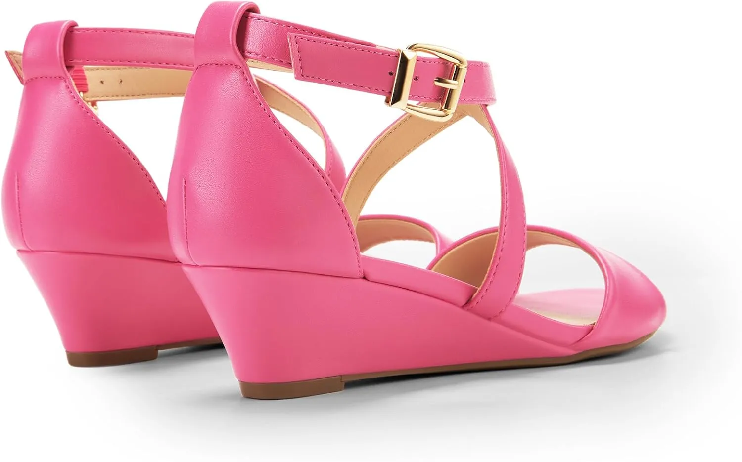 DREAM PAIRS Women's Low Wedge Sandals Ankle Strap Heel Sandal Open Toe Wide Dress Summer Shoes