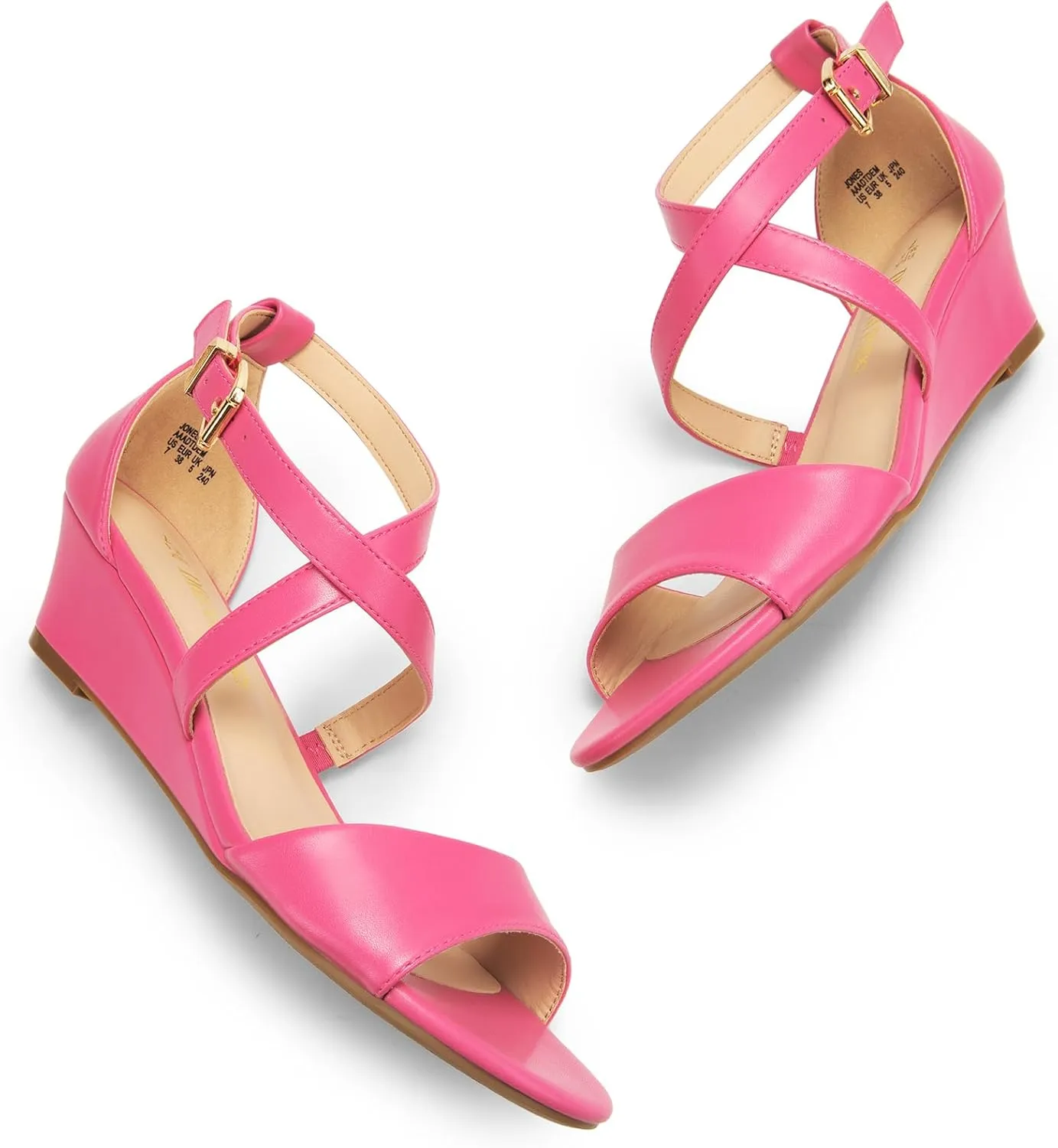 DREAM PAIRS Women's Low Wedge Sandals Ankle Strap Heel Sandal Open Toe Wide Dress Summer Shoes