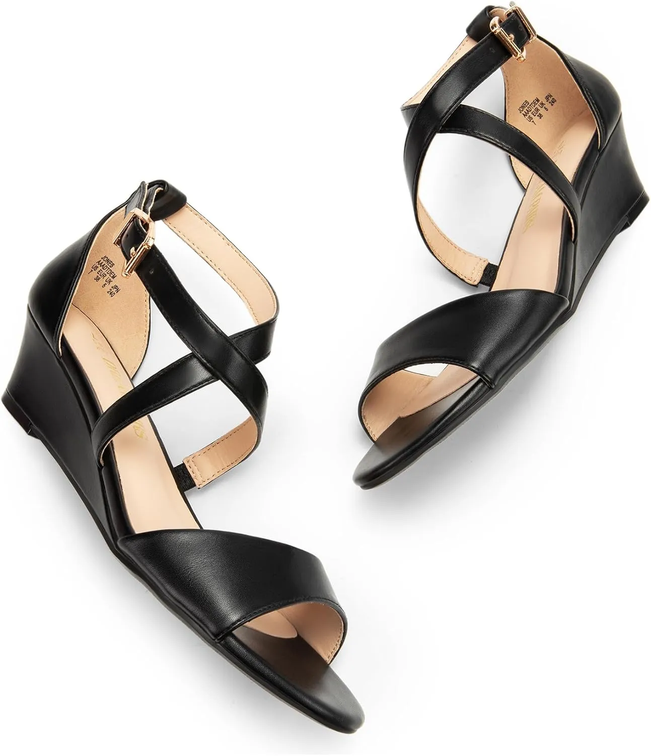 DREAM PAIRS Women's Low Wedge Sandals Ankle Strap Heel Sandal Open Toe Wide Dress Summer Shoes