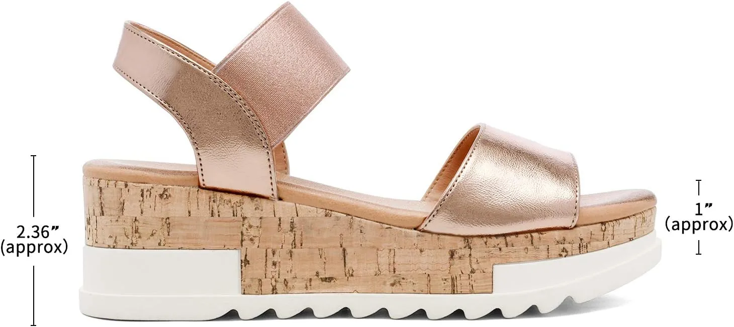 DREAM PAIRS Women's Open Toe Ankle Strap Casual Flatform Platform Wedges Sandals