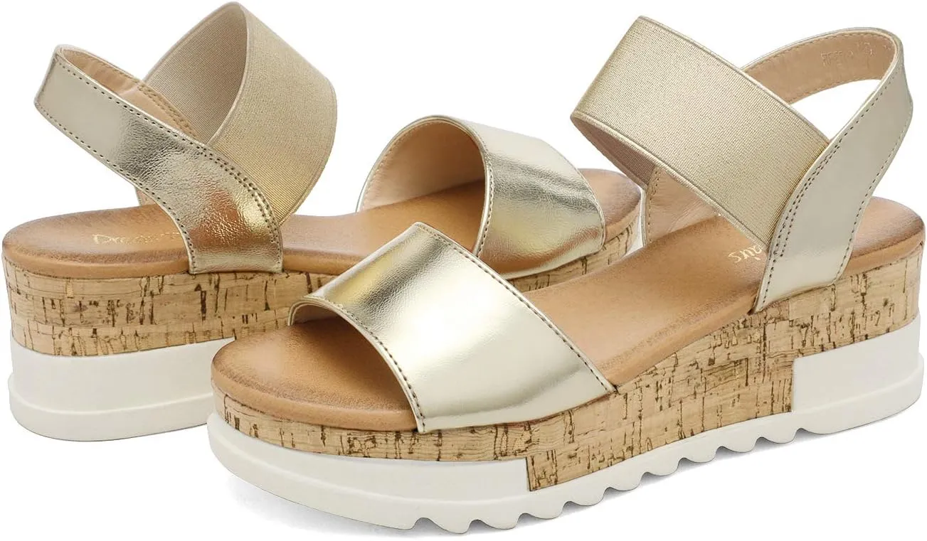 DREAM PAIRS Women's Open Toe Ankle Strap Casual Flatform Platform Wedges Sandals