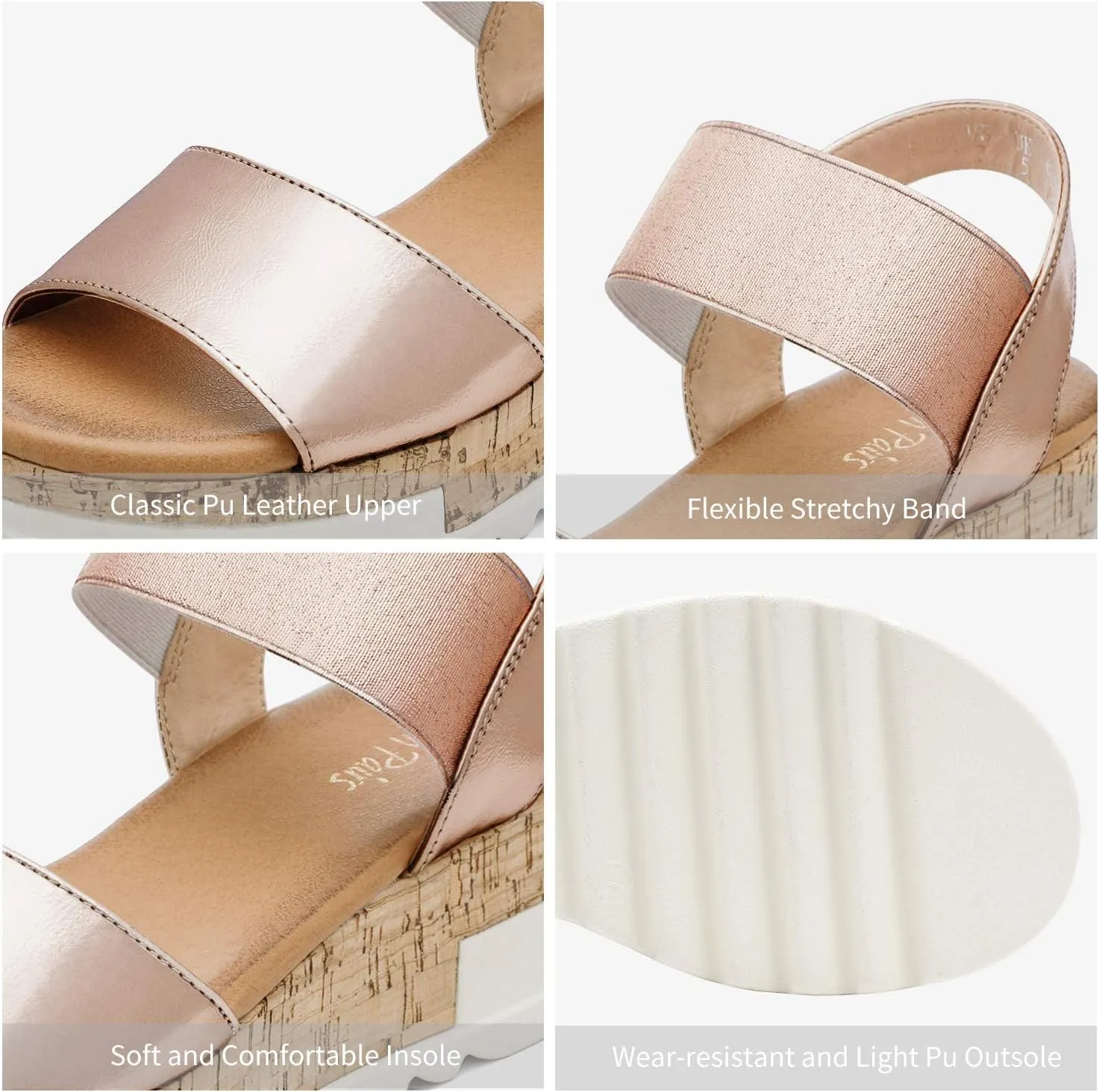 DREAM PAIRS Women's Open Toe Ankle Strap Casual Flatform Platform Wedges Sandals
