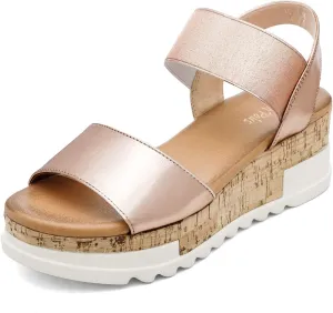 DREAM PAIRS Women's Open Toe Ankle Strap Casual Flatform Platform Wedges Sandals