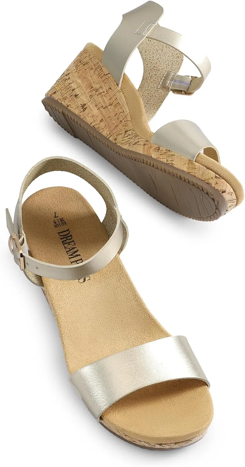 DREAM PAIRS Women's Open Toe Buckle Ankle Strap Platform Wedge Sandals