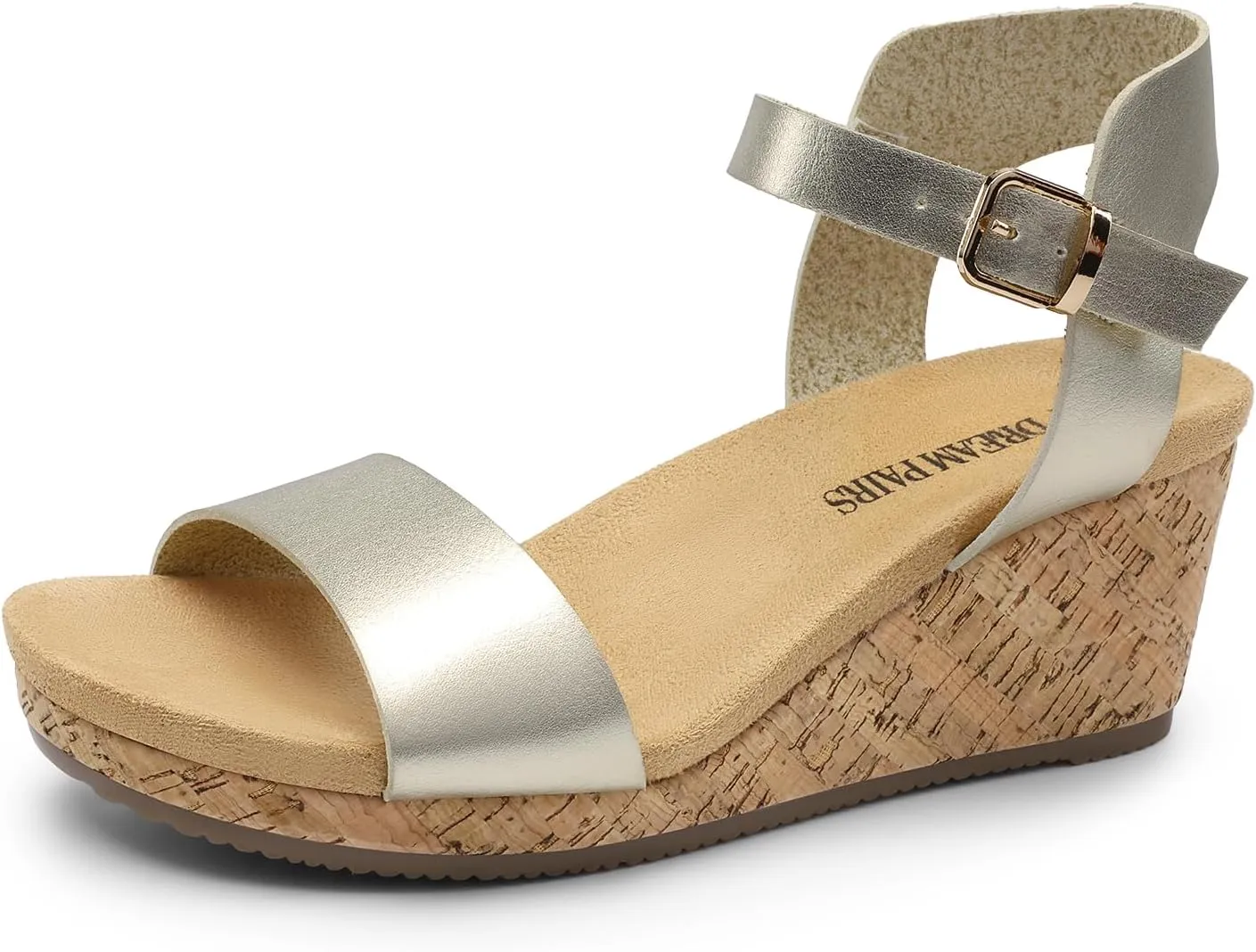 DREAM PAIRS Women's Open Toe Buckle Ankle Strap Platform Wedge Sandals