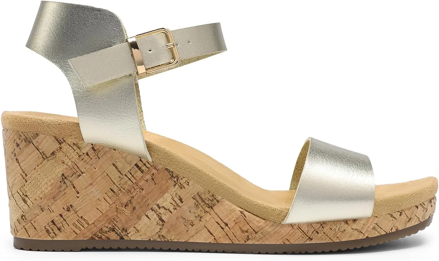DREAM PAIRS Women's Open Toe Buckle Ankle Strap Platform Wedge Sandals