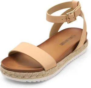 DREAM PAIRS Women's Open Toe Platform Espadrille Wedge Sandals Comfortable One Band Dressy Casual Sandals for Women