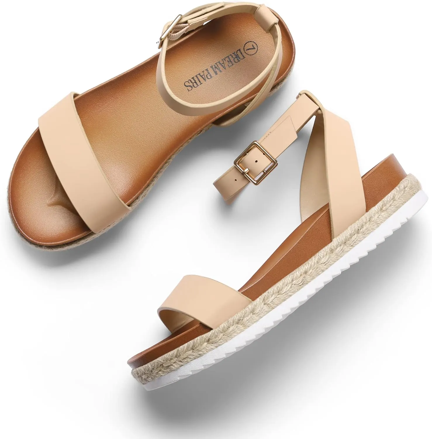 DREAM PAIRS Women's Open Toe Platform Espadrille Wedge Sandals Comfortable One Band Dressy Casual Sandals for Women
