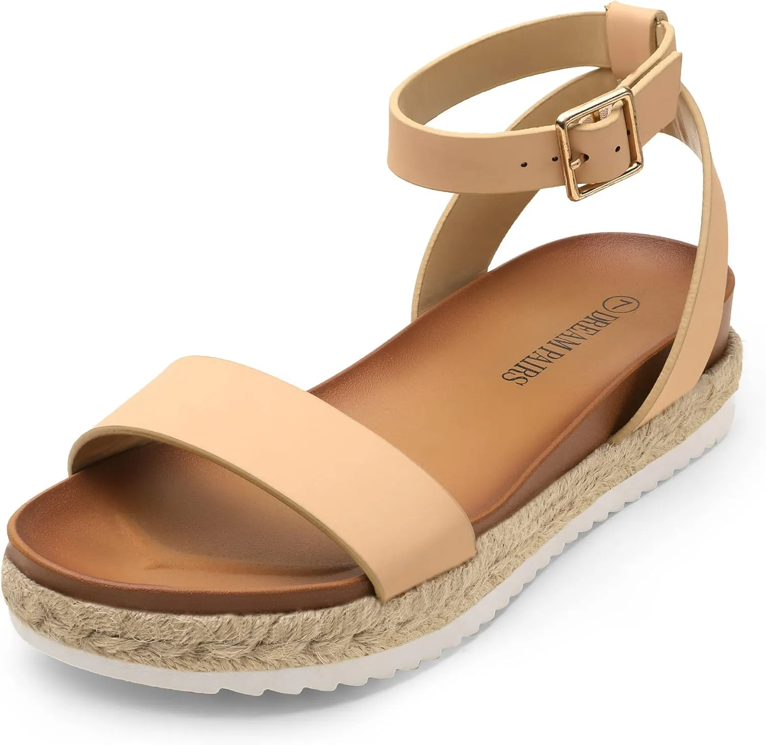 DREAM PAIRS Women's Open Toe Platform Espadrille Wedge Sandals Comfortable One Band Dressy Casual Sandals for Women