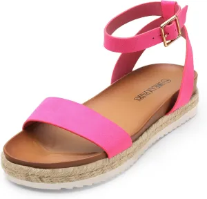 DREAM PAIRS Women's Open Toe Platform Espadrille Wedge Sandals Comfortable One Band Dressy Casual Sandals for Women