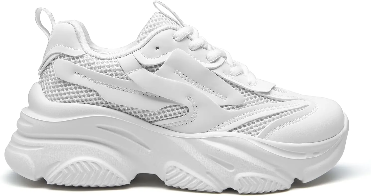 DREAM PAIRS Women's Platform Chunky Fashion Sneakers Jaxon Walking Lace-Up Comfortable Dad Sneakers Workout Sport Work Casual Tennis Shoes