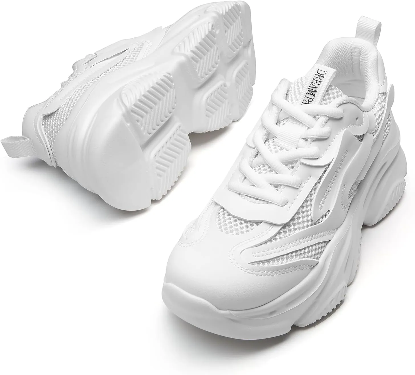 DREAM PAIRS Women's Platform Chunky Fashion Sneakers Jaxon Walking Lace-Up Comfortable Dad Sneakers Workout Sport Work Casual Tennis Shoes