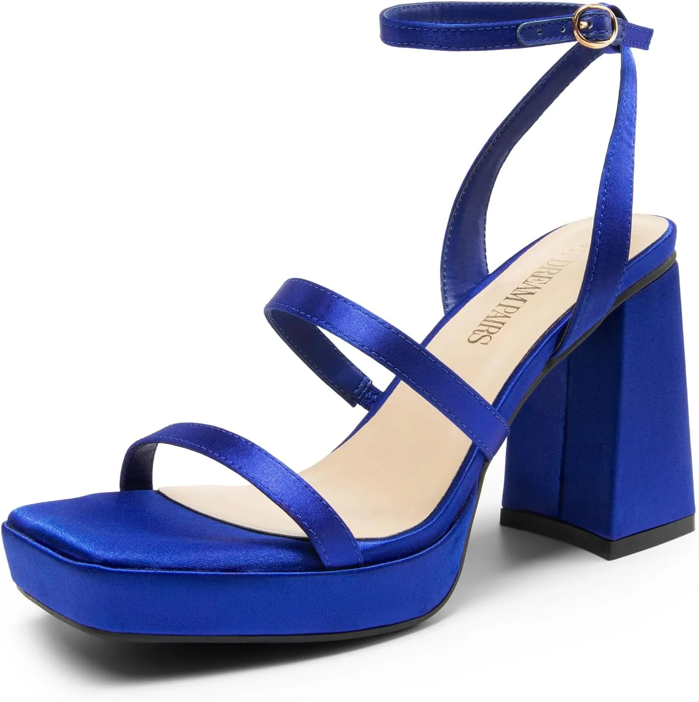 DREAM PAIRS Women's Platform Strappy Heels Open Toe Ankle Strap Square Party Sandals Y2K Dress Shoes