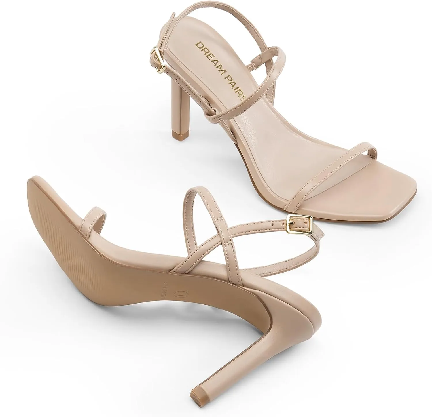 DREAM PAIRS Women’s Slingback Heels High Stilettos Open Square Toe Ankle Strap Pumps Sexy Comfort Strappy Dress Shoes Wedding Bridal Heeled Sandals