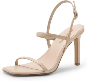 DREAM PAIRS Women’s Slingback Heels High Stilettos Open Square Toe Ankle Strap Pumps Sexy Comfort Strappy Dress Shoes Wedding Bridal Heeled Sandals