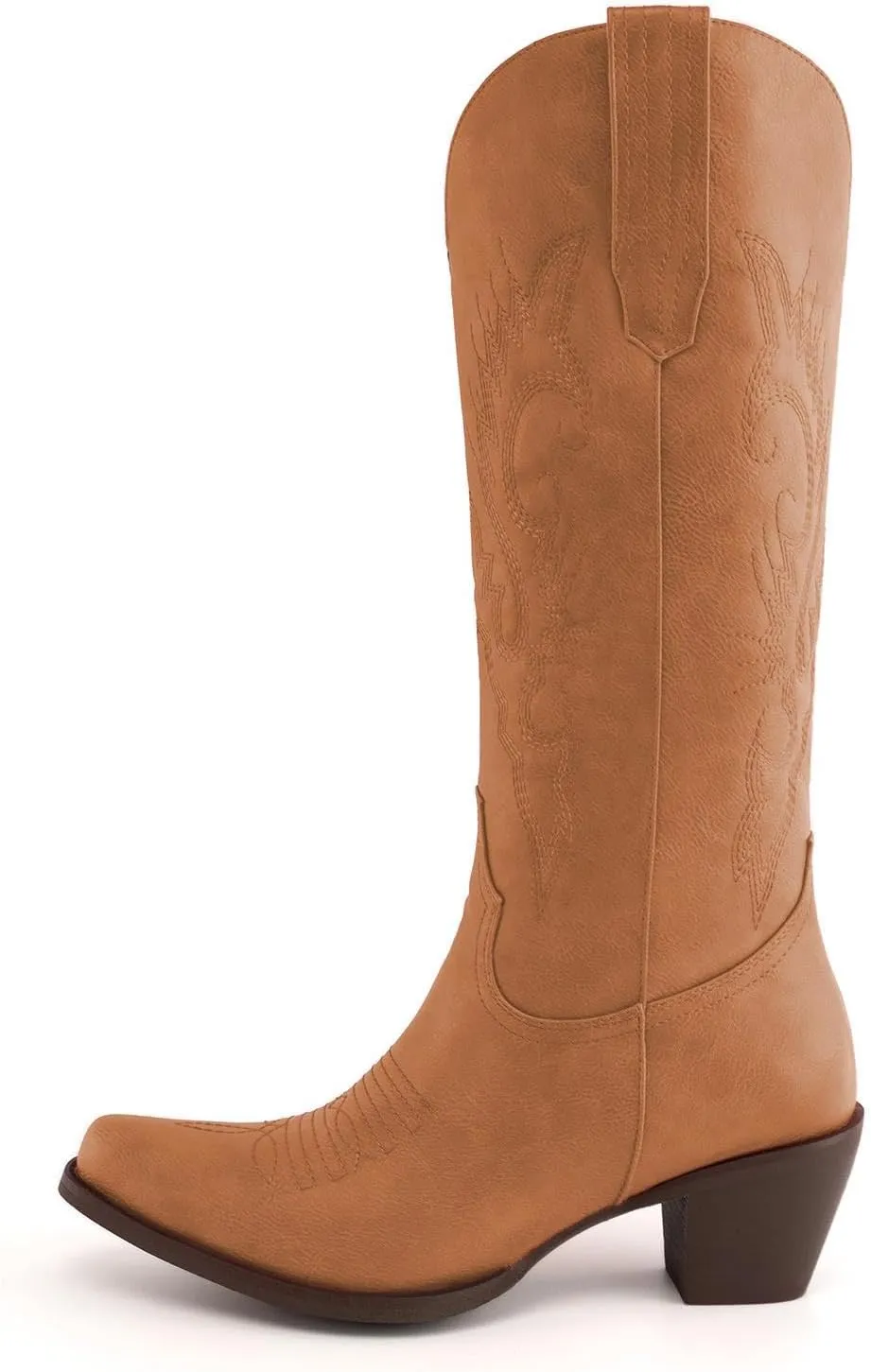 DREAMCIA Mid Calf Height Embroidered Cowgirl Boots Vintage Western Cowboy Boots for Women with Embroidery and Chunky Heel