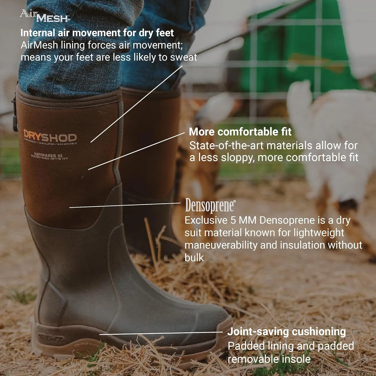 Dryshod Women's Haymaker Mid Hard Working Boots|Rubber | Waterproof | Brown |HAY-WM-BR