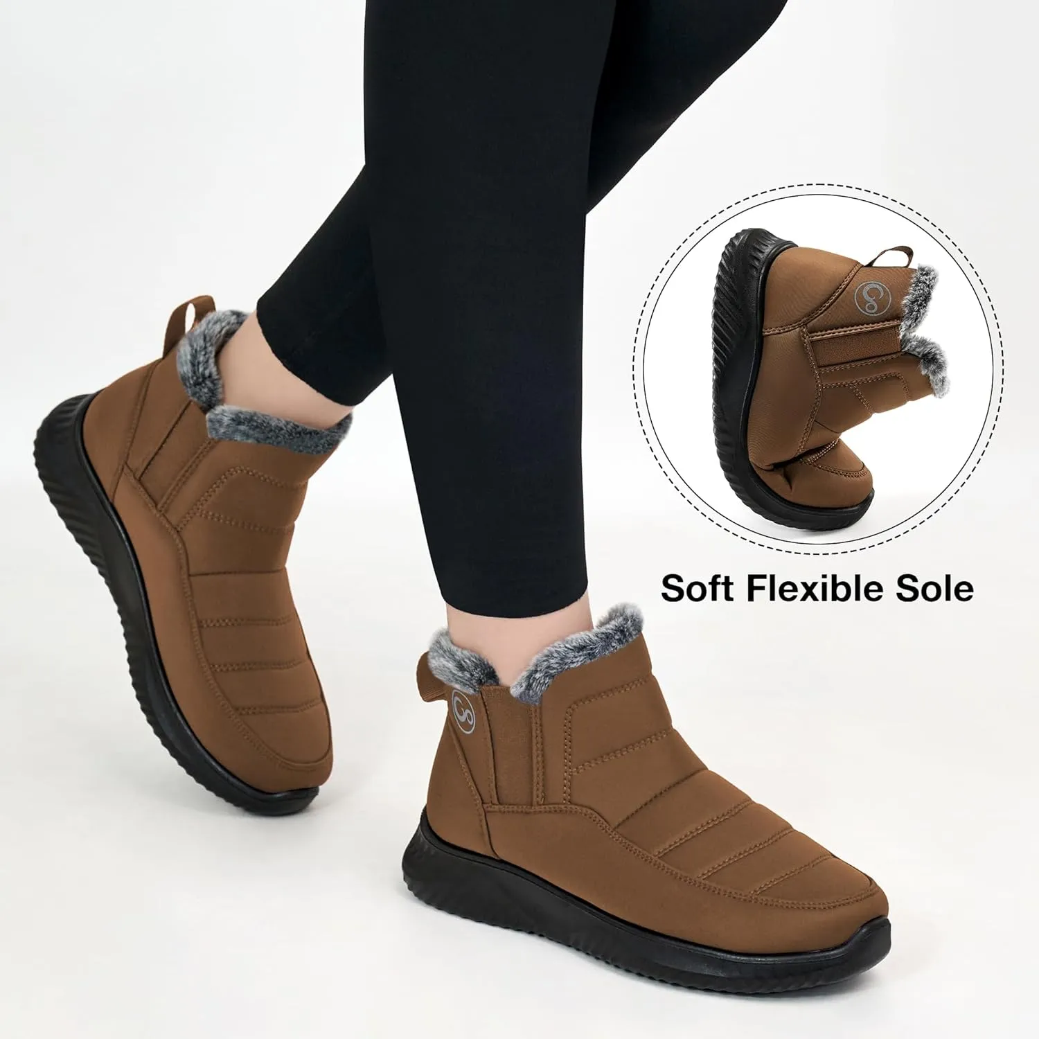 Ecetana Womens Snow Boots Winter Shoes: Ankle Booties Warm Fur Lined Waterproof Non-Slip Boots for Women