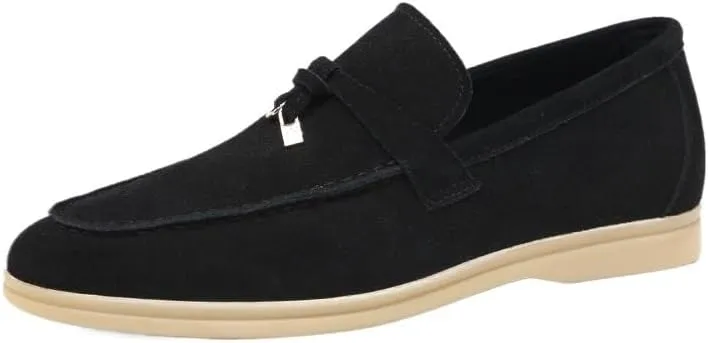 Elegant Men's Suede Leather Penny Loafers with Chunky Platform, Non-Slip Lug Sole, and Round Toe Design for Business and Casual Wear