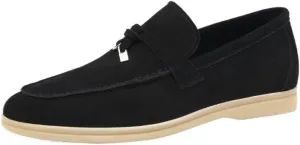 Elegant Men's Suede Leather Penny Loafers with Chunky Platform, Non-Slip Lug Sole, and Round Toe Design for Business and Casual Wear