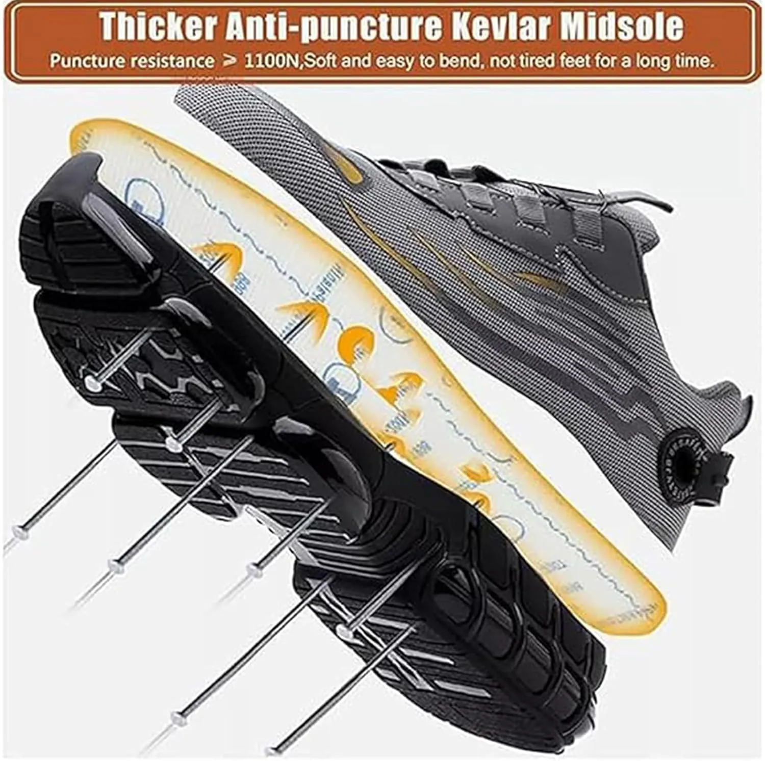 Evontira Shoes for Men, Evontira Steel Toe Power Trainers, Evontura Steel Toe Shoes, Puncture Proof Slip on Sneakers