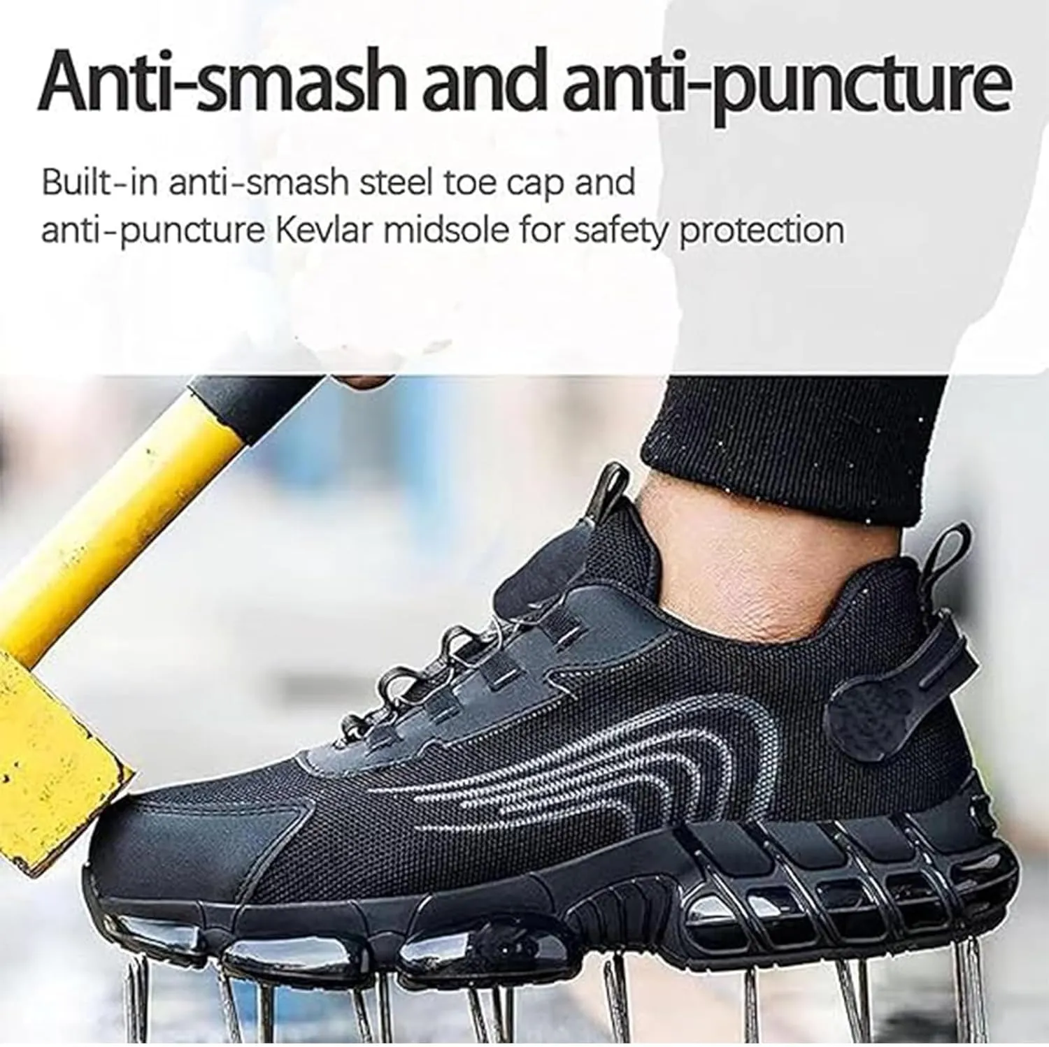 Evontira Shoes for Men, Evontira Steel Toe Power Trainers, Evontura Steel Toe Shoes, Puncture Proof Slip on Sneakers