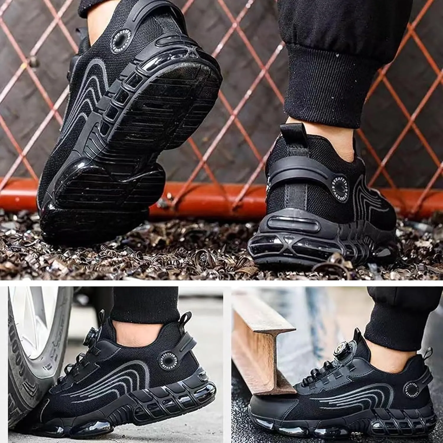 Evontira Shoes for Men, Evontura Steel Toe Shoes, Evontira Steel Toe Power Trainers, Puncture Proof Slip on Sneakers