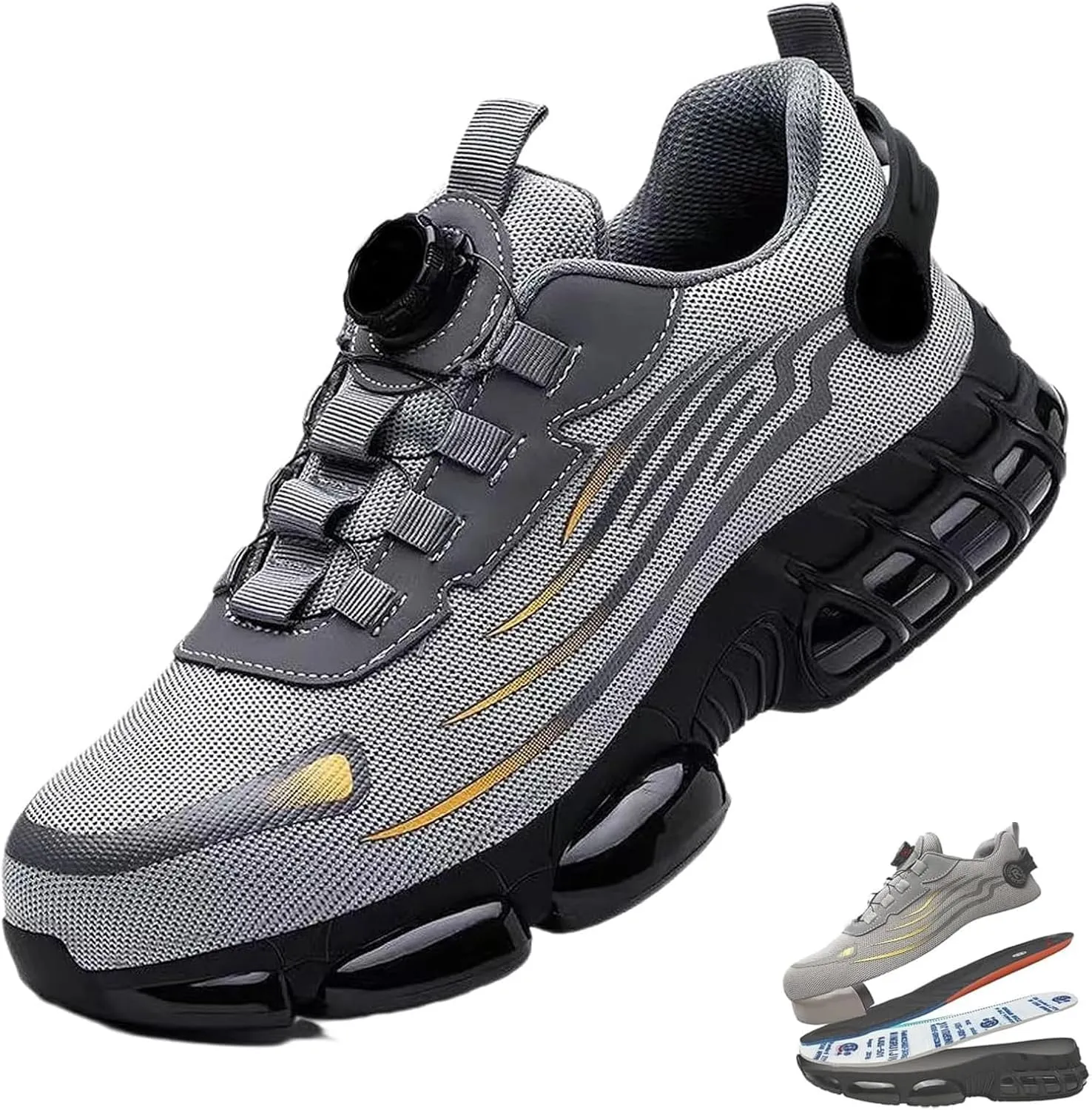Evontira Shoes for Men, Evontura Steel Toe Shoes, Evontira Steel Toe Power Trainers, Puncture Proof Slip on Sneakers