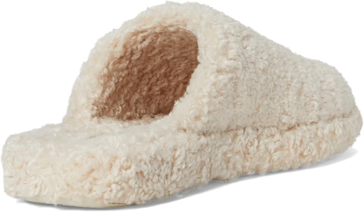 FitFlop iQushion D Luxe Padded Teddy Slipper Mules - Women's Fluffy Cozy House Shoes, Indoor Outdoor Slippers with Arch Support, Ultra Light Cushioning, Slip Resistant Rubber Sole