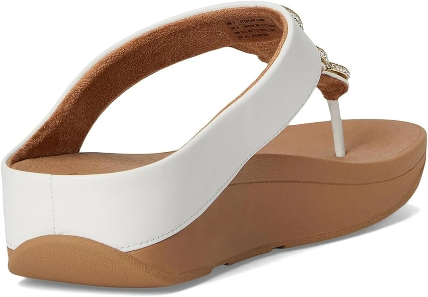 FitFlop Women's Fino Crystal-Chain Leather Toe-Post Sandals Wedge
