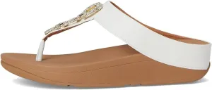 FitFlop Women's Fino Crystal-Chain Leather Toe-Post Sandals Wedge
