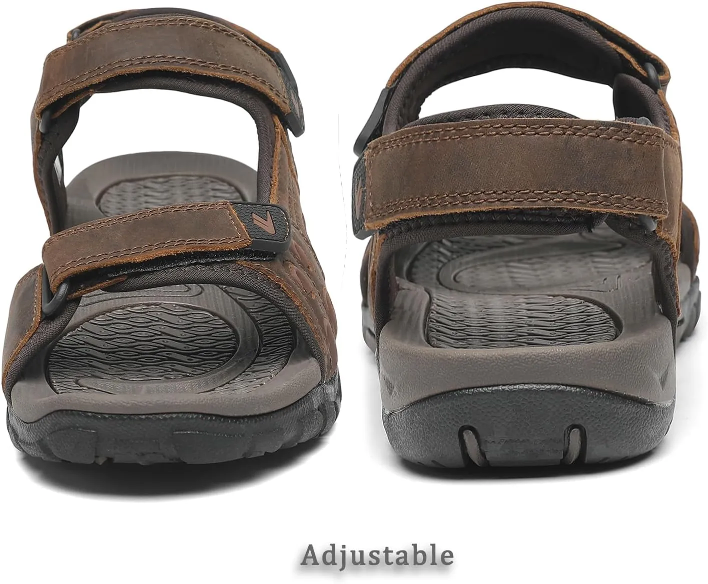 FLARUT Men's Athletic Sandals Sport Outdoor Hiking Sandals Open Toe Leather Walking Sandals Beach Water Shoes