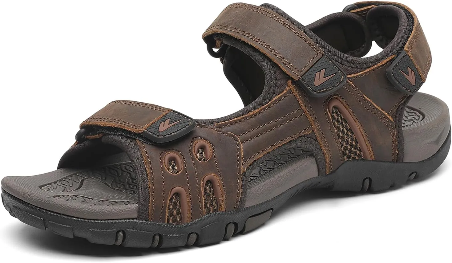 FLARUT Men's Athletic Sandals Sport Outdoor Hiking Sandals Open Toe Leather Walking Sandals Beach Water Shoes