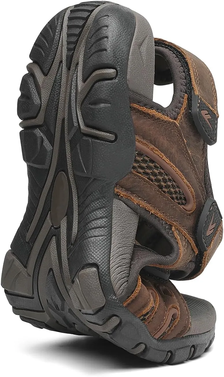FLARUT Men's Athletic Sandals Sport Outdoor Hiking Sandals Open Toe Leather Walking Sandals Beach Water Shoes