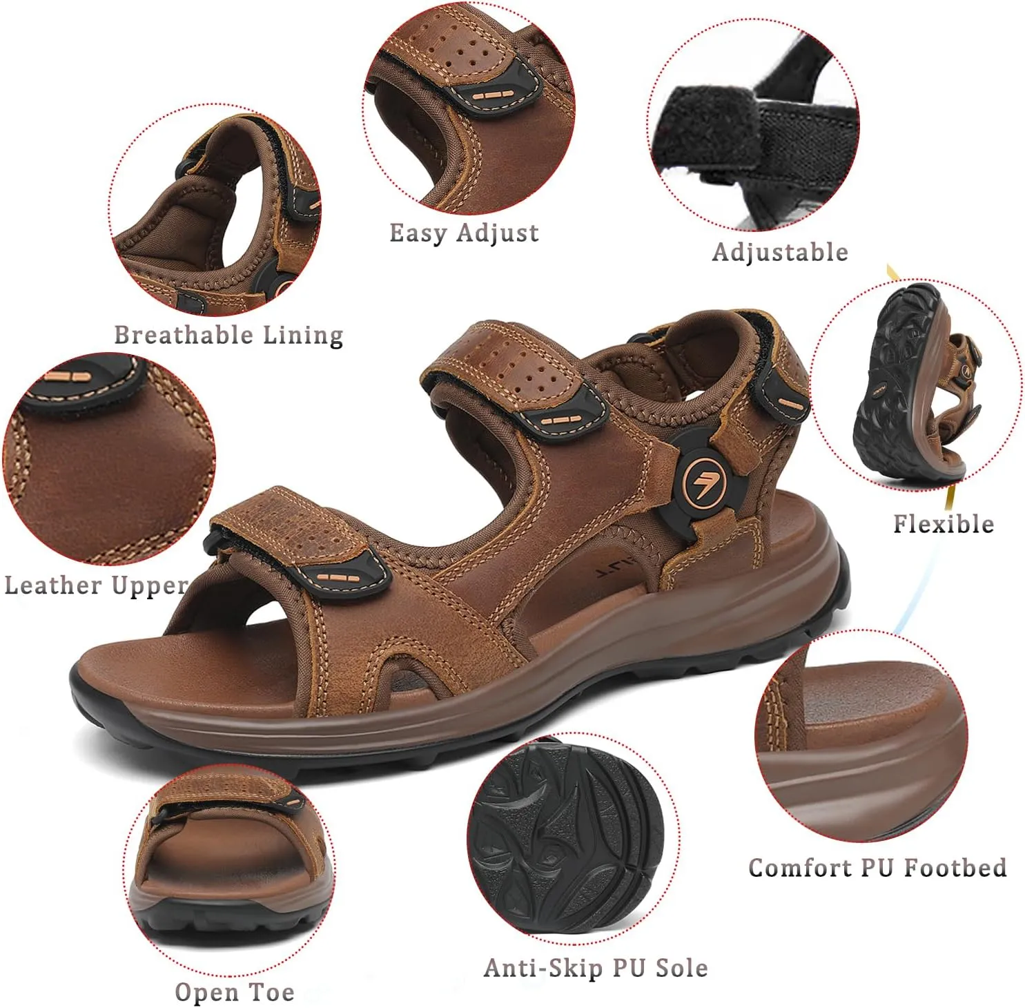 FLARUT Men's Sport Sandals Outdoor Hiking Sandal Open Toe Walking Sandals for Summer Beach Water Shoes