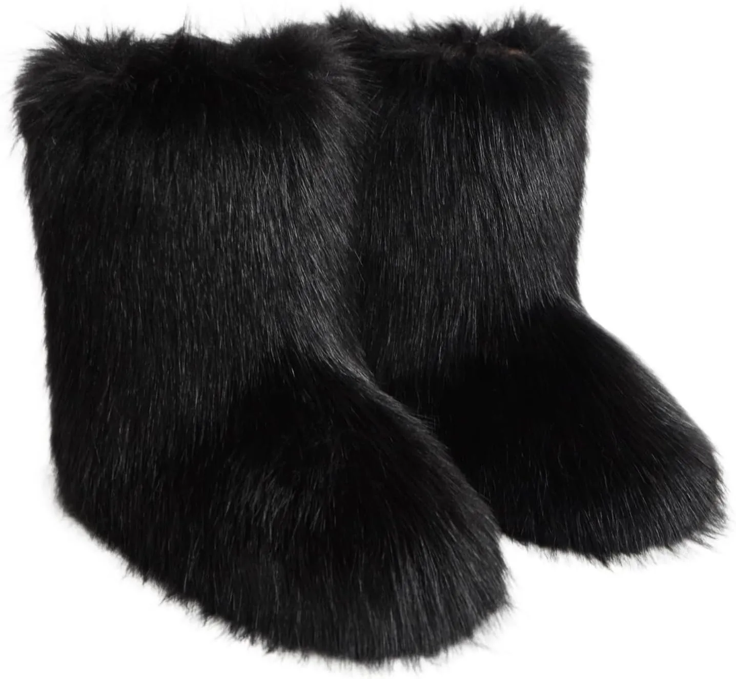Fluffy Faux Fur Boots for Women Mid-Calf Furry Snow Boots