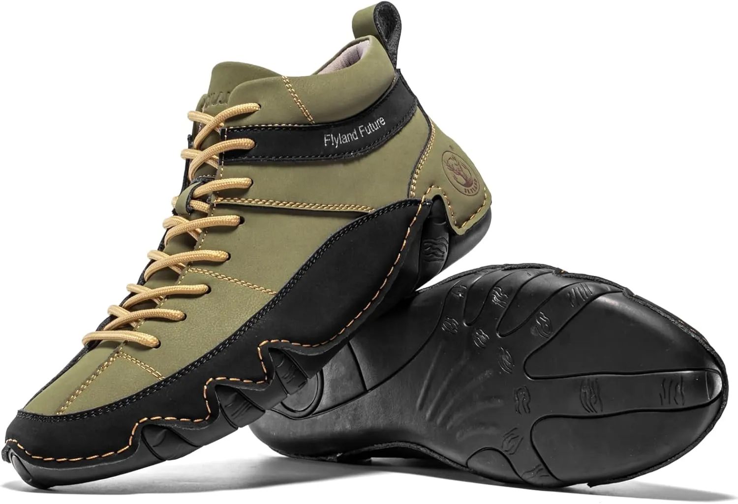 FLYLAND Men's Casual Leather Sneakers Fashion Chukka Boots Lightweight Dress Boots Lace Up Walking Driving Shoes