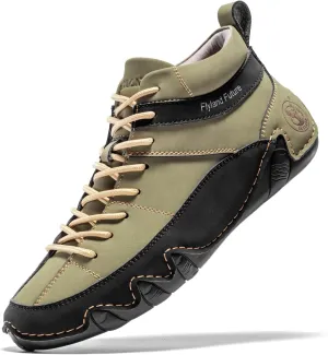 FLYLAND Men's Casual Leather Sneakers Fashion Chukka Boots Lightweight Dress Boots Lace Up Walking Driving Shoes