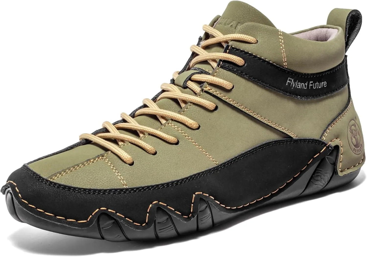 FLYLAND Men's Casual Leather Sneakers Fashion Chukka Boots Lightweight Dress Boots Lace Up Walking Driving Shoes