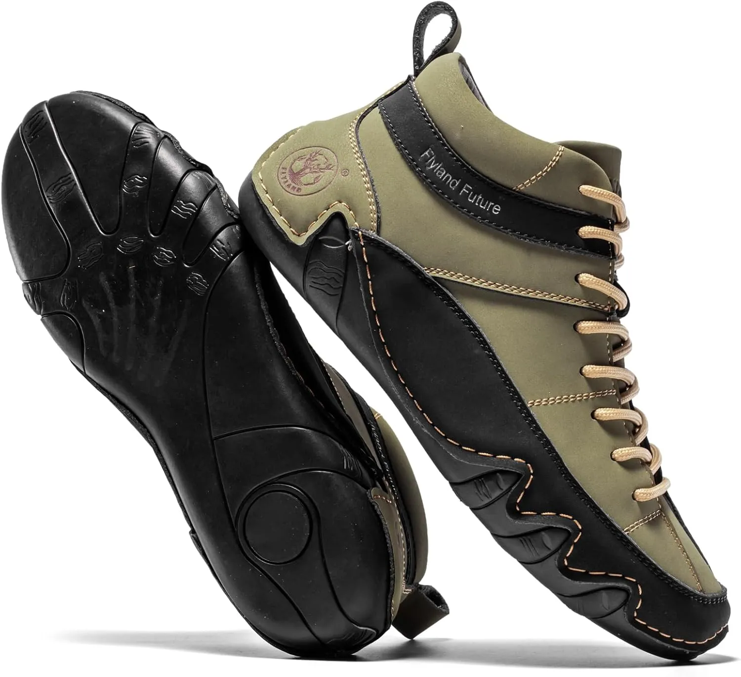 FLYLAND Men's Casual Leather Sneakers Fashion Chukka Boots Lightweight Dress Boots Lace Up Walking Driving Shoes