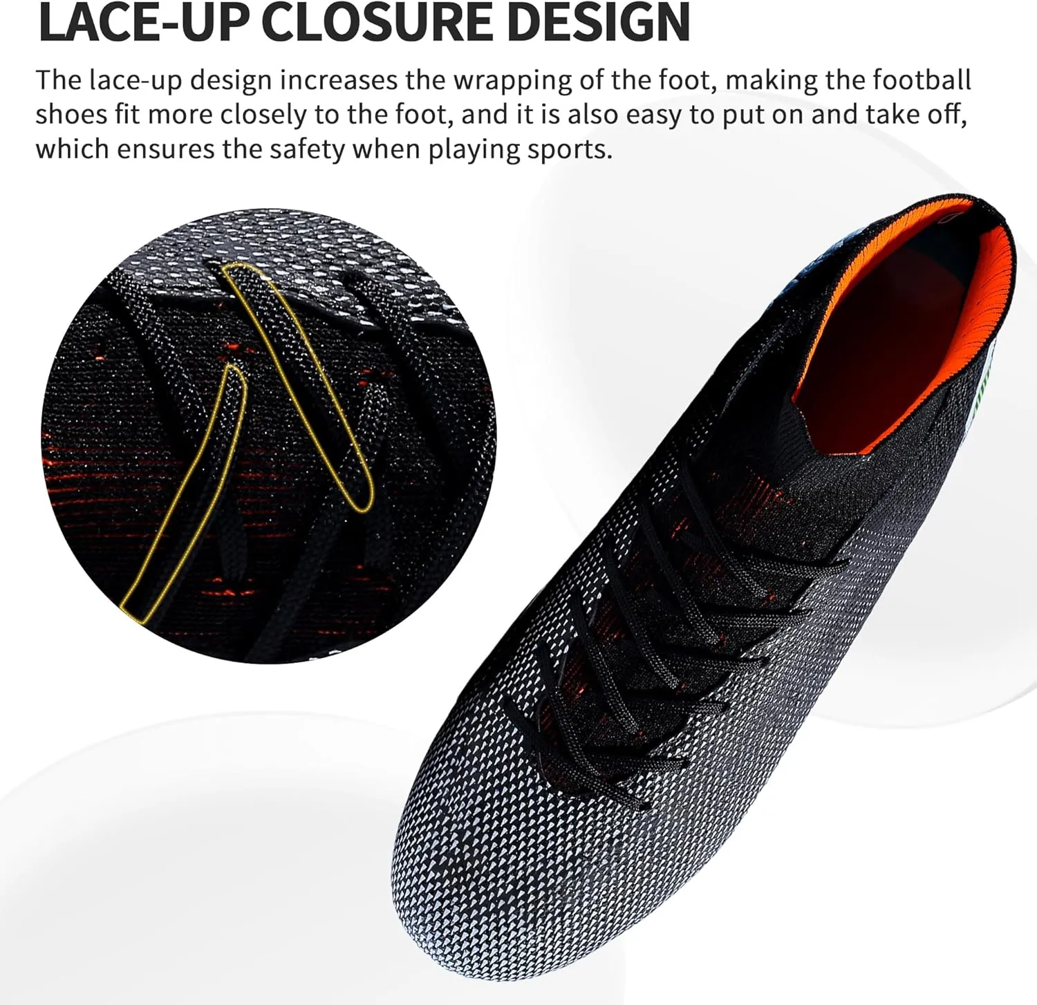 Football Cleats Men, Indoor Outdoor High Top Soccer Shoes Lightweight Shock Resistant Training Boots Breathable Professional Turf Shoes Sport Athletic Ground Football Boots FG Soccer Cleats for Men