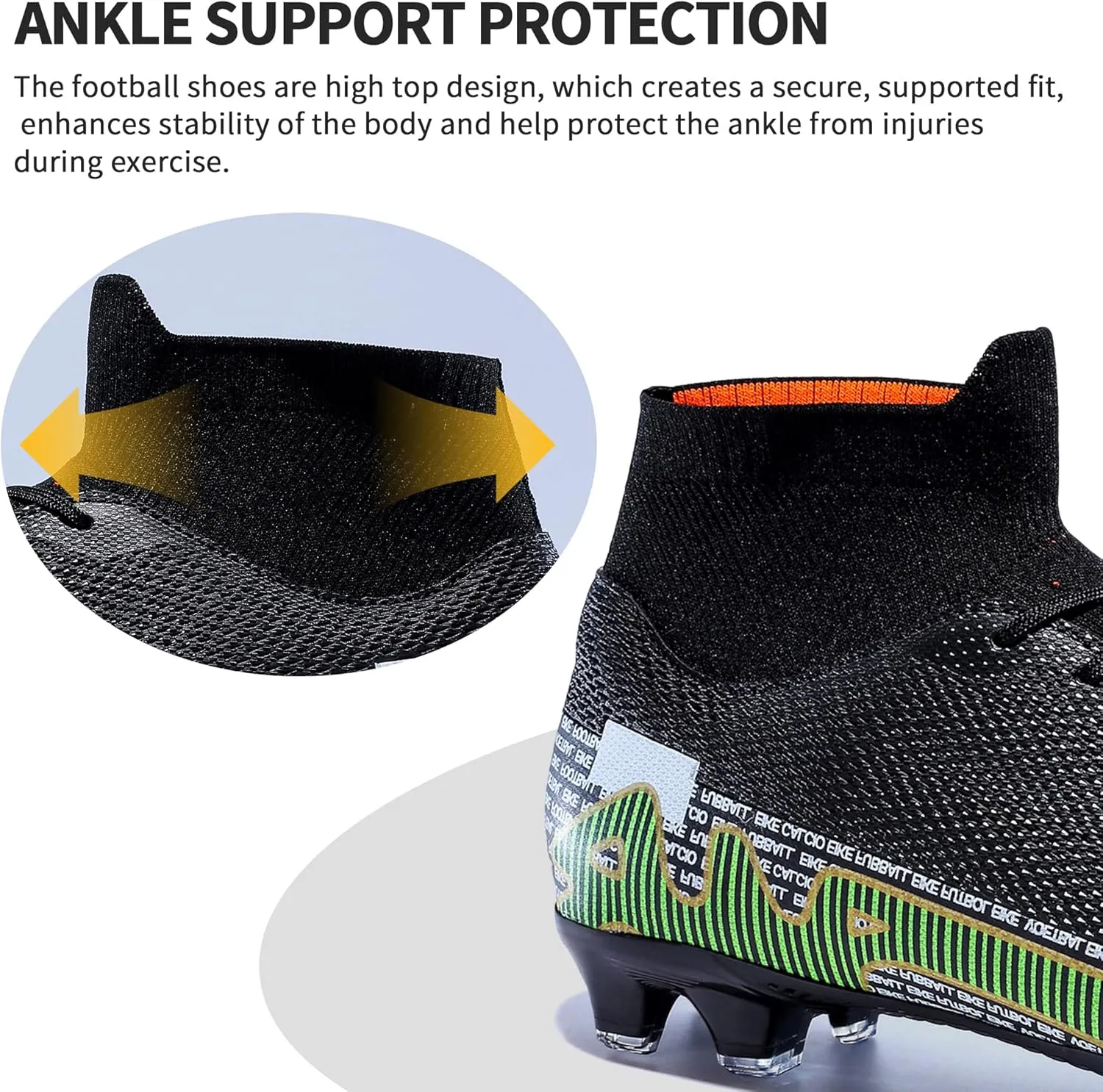 Football Cleats Men, Indoor Outdoor High Top Soccer Shoes Lightweight Shock Resistant Training Boots Breathable Professional Turf Shoes Sport Athletic Ground Football Boots FG Soccer Cleats for Men