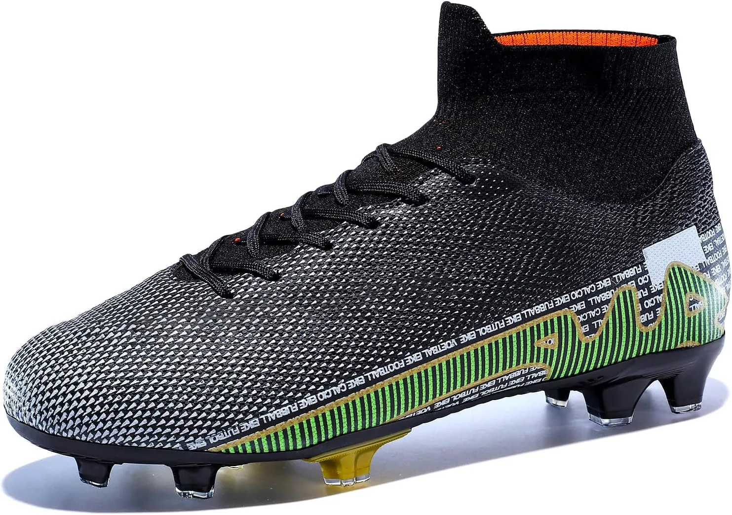 Football Cleats Men, Indoor Outdoor High Top Soccer Shoes Lightweight Shock Resistant Training Boots Breathable Professional Turf Shoes Sport Athletic Ground Football Boots FG Soccer Cleats for Men