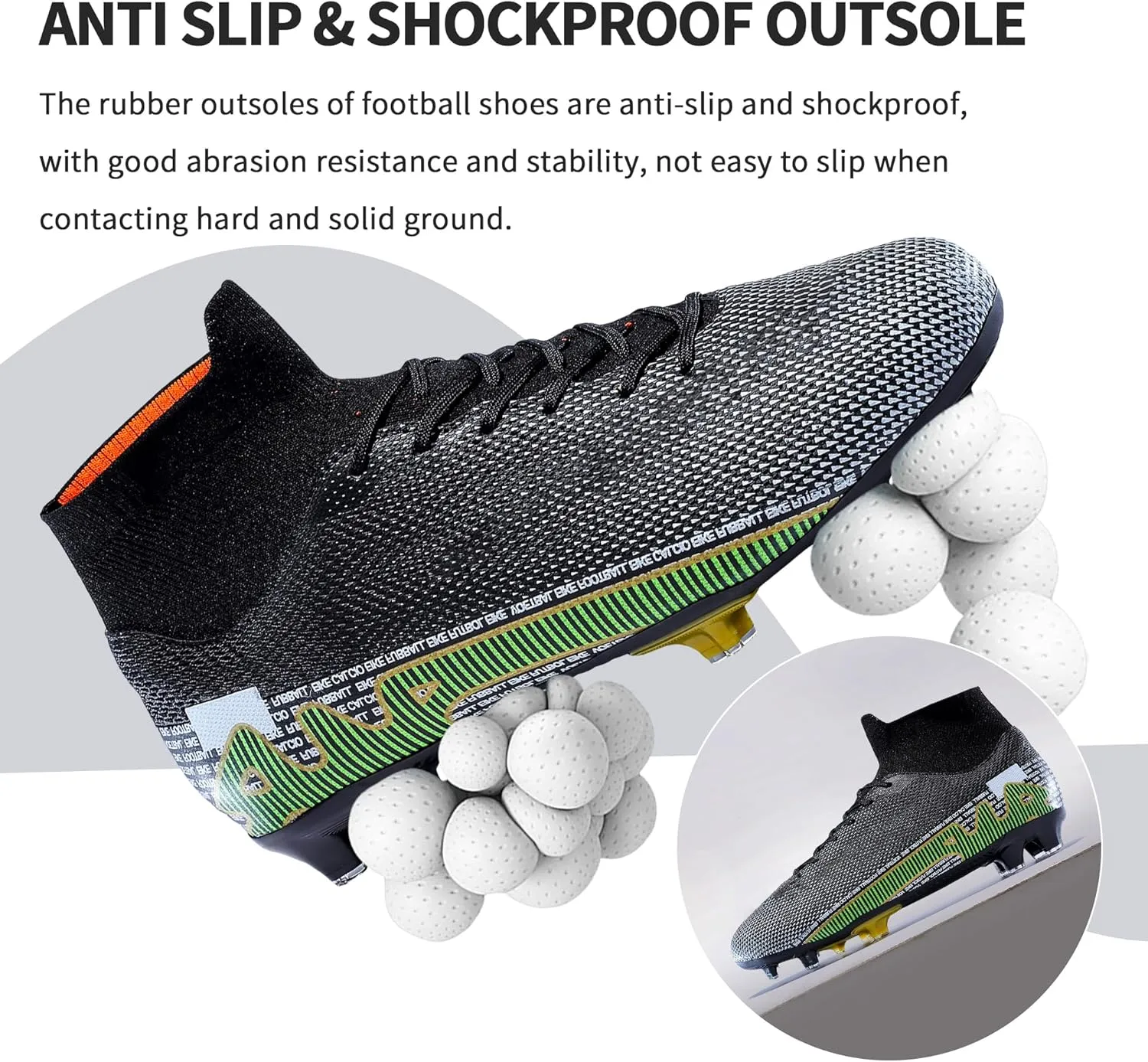 Football Cleats Men, Indoor Outdoor High Top Soccer Shoes Lightweight Shock Resistant Training Boots Breathable Professional Turf Shoes Sport Athletic Ground Football Boots FG Soccer Cleats for Men