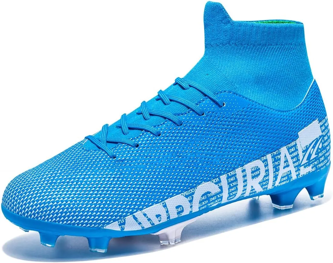 Football Cleats Men Women, Non-Slip High Top Soccer Shoes Lightweight Shock Resistant Training Boots Sneaker Breathable Professional Turf Shoes Sport Athletic Ground Football Boots Soccer Cleats