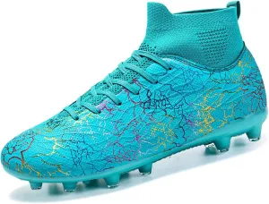 Football Cleats Men Women, Non-Slip High Top Soccer Shoes Lightweight Shock Resistant Training Boots Sneaker Breathable Professional Turf Shoes Sport Athletic Ground Football Boots Soccer Cleats