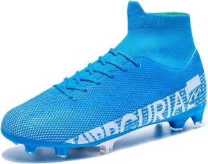 Football Cleats Men Women, Non-Slip High Top Soccer Shoes Lightweight Shock Resistant Training Boots Sneaker Breathable Professional Turf Shoes Sport Athletic Ground Football Boots Soccer Cleats