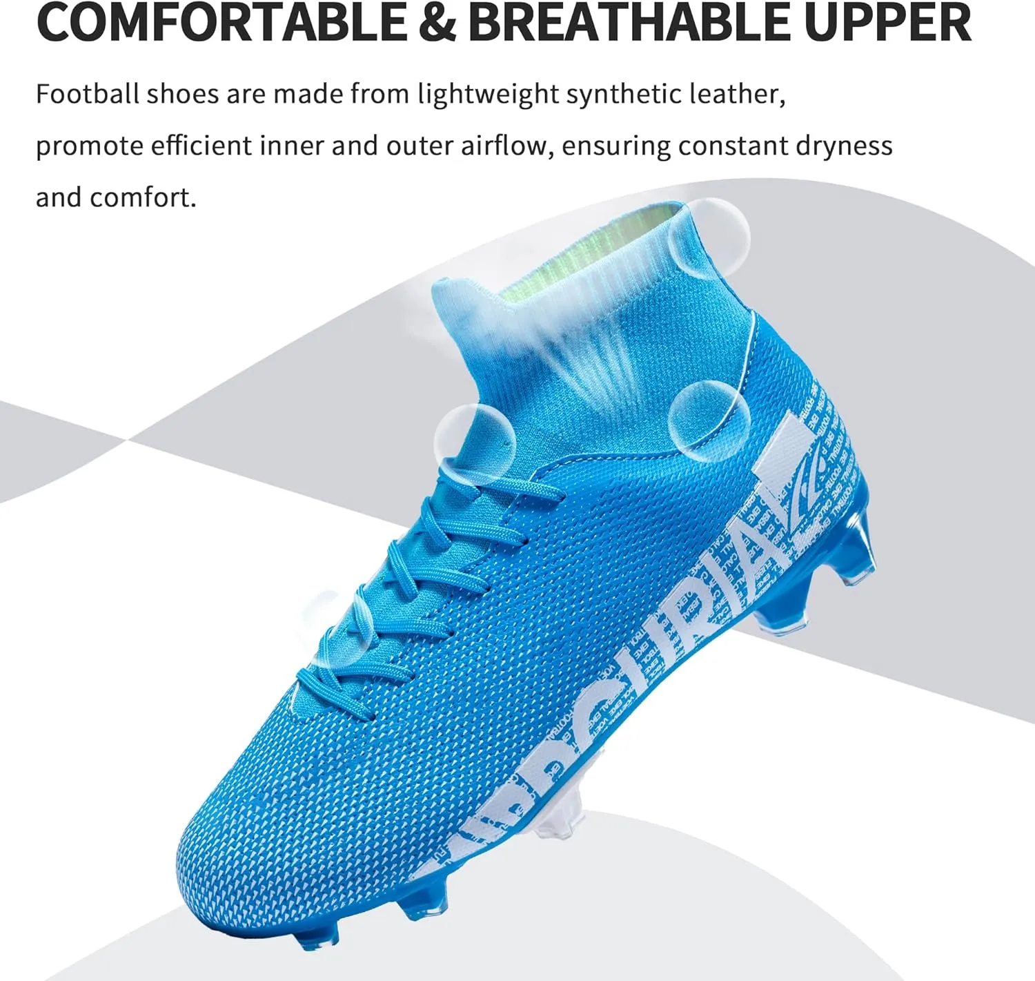 Football Cleats Men Women, Non-Slip High Top Soccer Shoes Lightweight Shock Resistant Training Boots Sneaker Breathable Professional Turf Shoes Sport Athletic Ground Football Boots Soccer Cleats