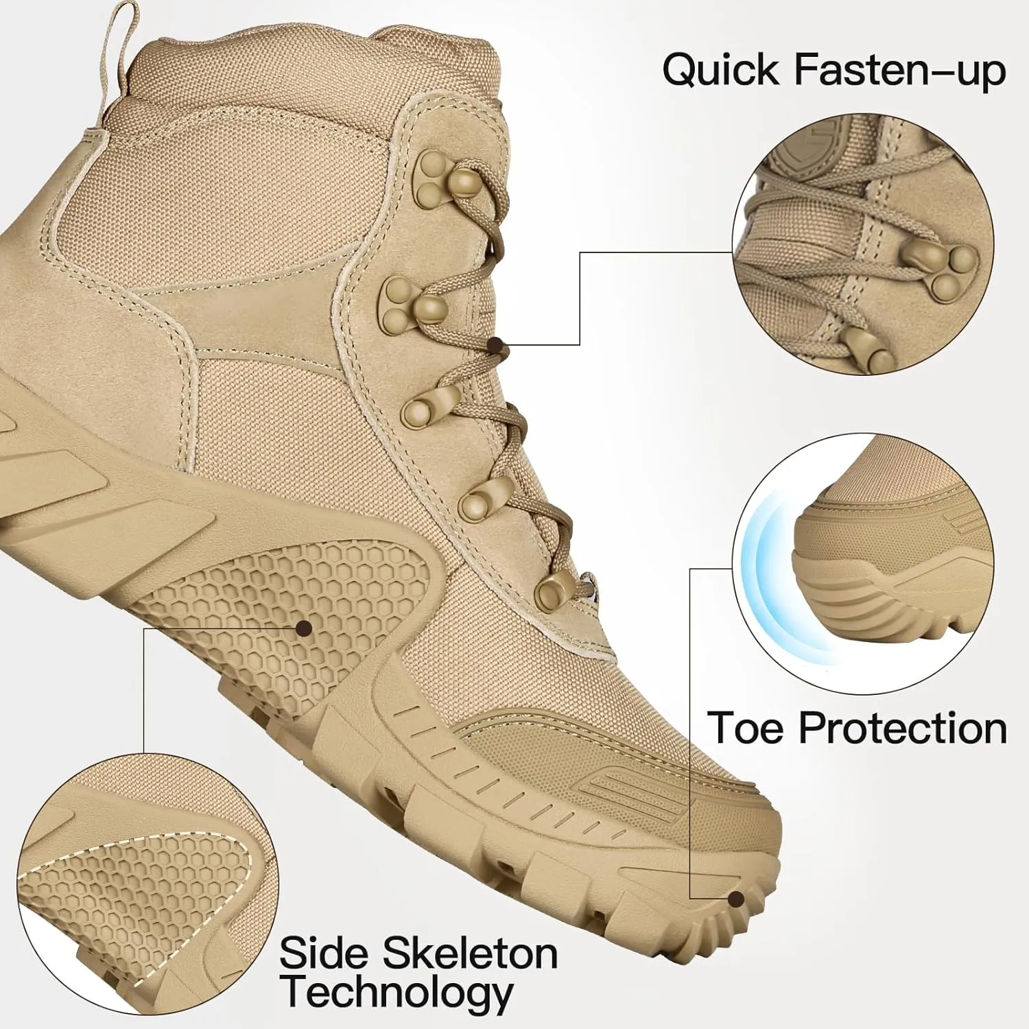FREE SOLDIER Men's Waterproof Hiking Military Boots